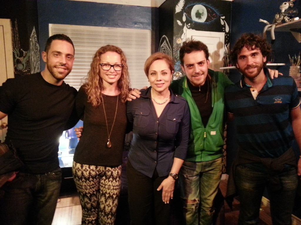 Teatro en Corto, Mexico City, with the actors after the play "Reflejos de Cristal"