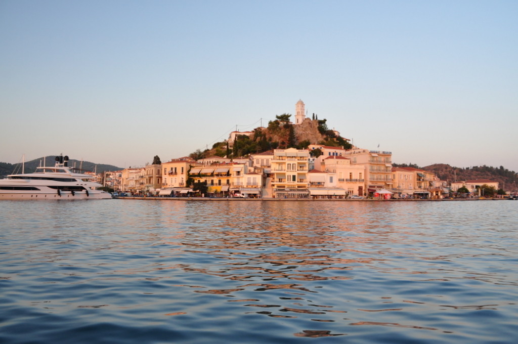 View on Poros town from the sailing boat