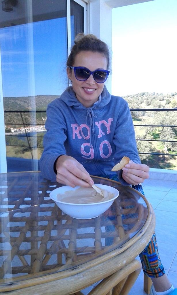 With Magdalena tasting a delicacy made by the Israeli guests