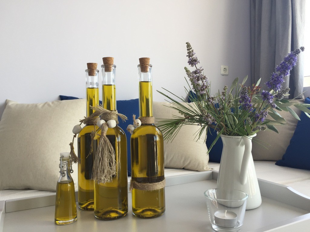 Live-Bio's organic olive oil is produced from the olive trees surrounding the property. You get to taste it while staying with them!