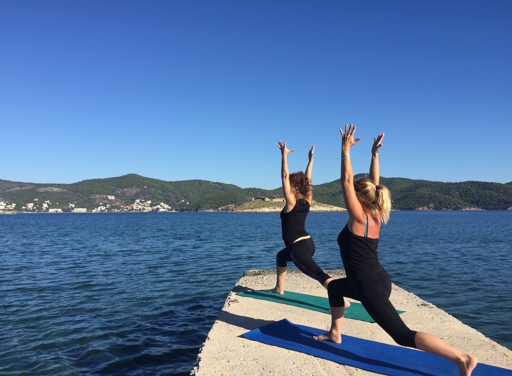 Morning yoga session with Sasha, the Israeli guest who was also staying with Live-Bio at the time.