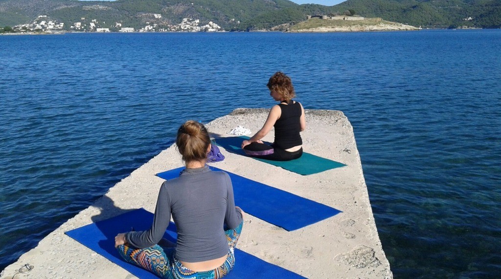 Morning yoga session with Sasha, the Israeli guest who was also staying with Live-Bio at the time.