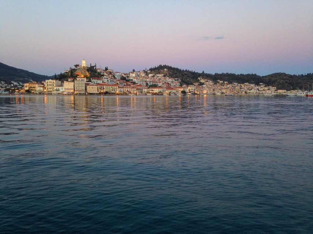 Poros island by sunset