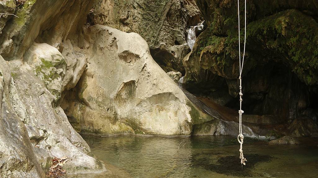 Devil's Bridge hike Troizina - the fresh water pools. When a bit deeper, you can jump just like Tarzan!