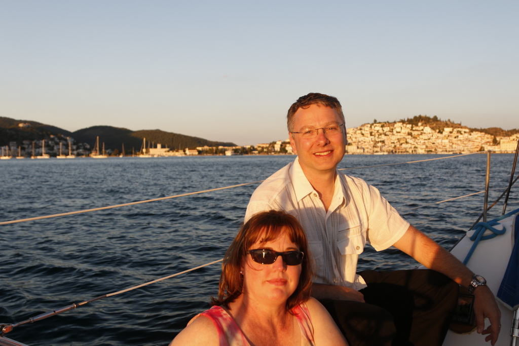 Sailing to our dinner after the vows renewal ceremony