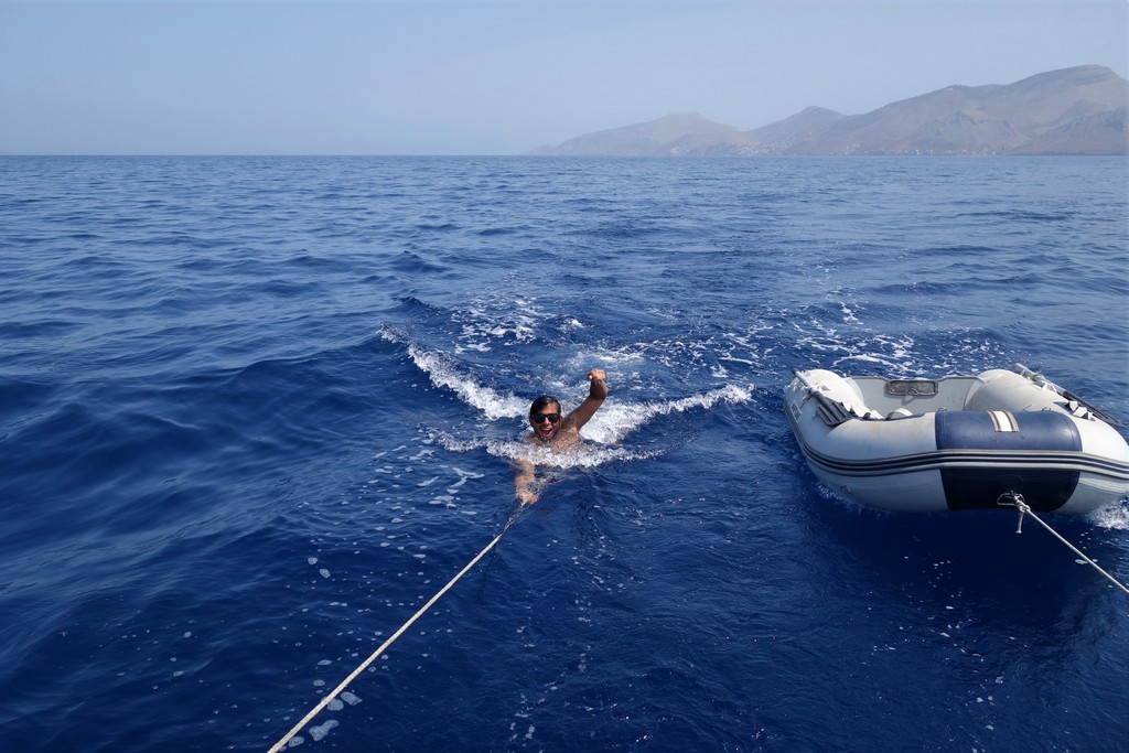 Sailing the Aegean sea (some of us decided to cool off ;-))