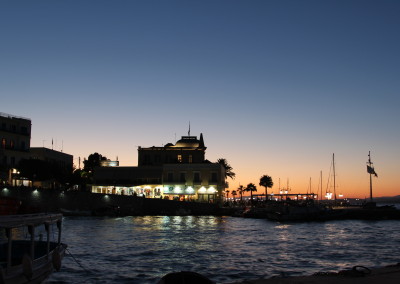 Spetses harbour by night