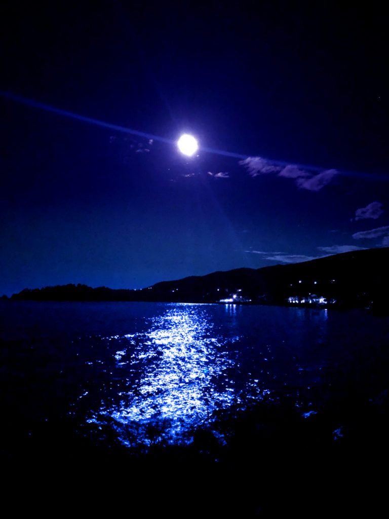 Night swim across from Aliki beach