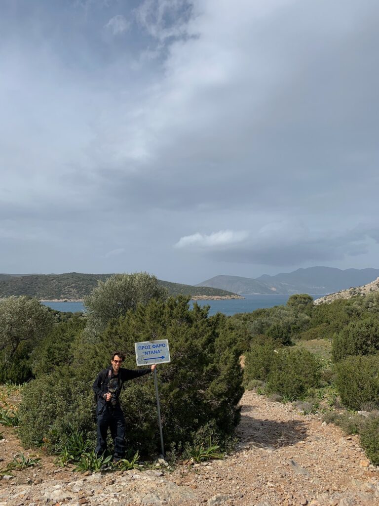 Poros lighthouse hike begins here