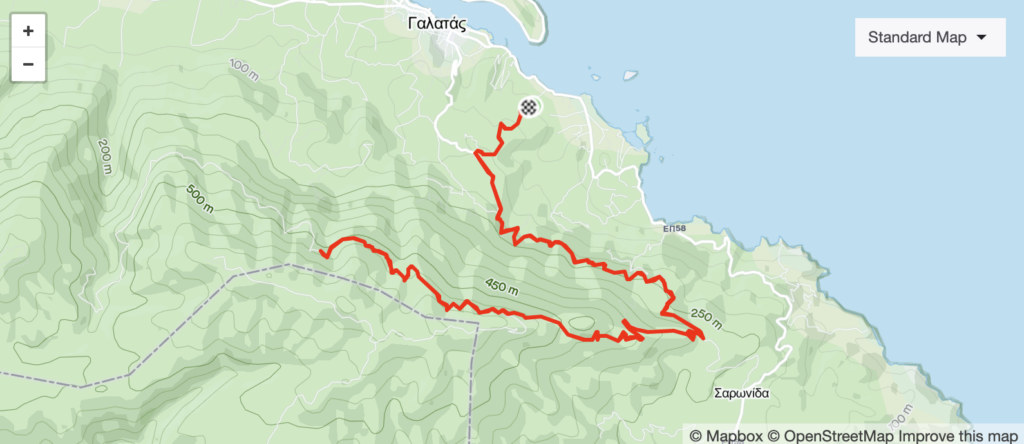 Map of the Galatas turbines trail run